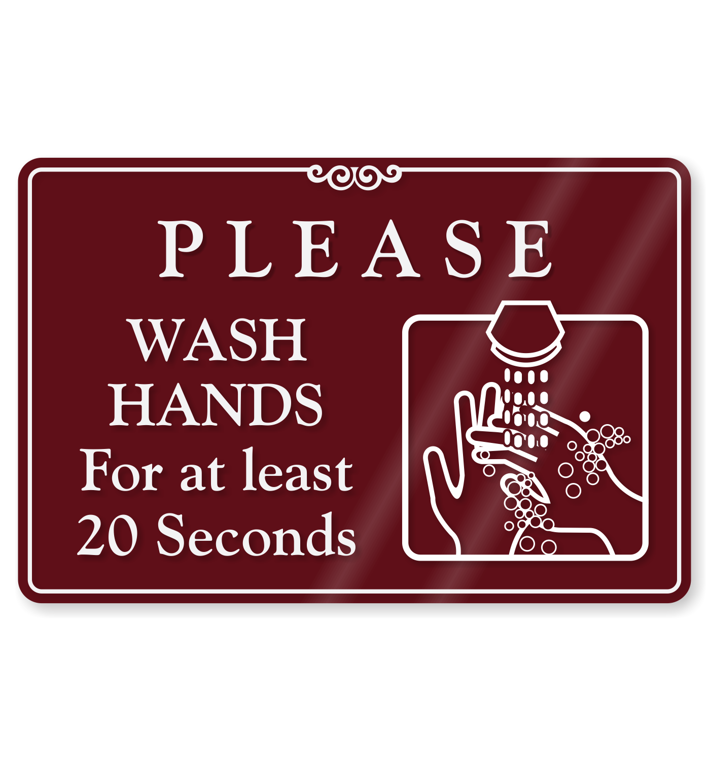 Please Wash Hands For At Least 20 Seconds ShowCase Sign, SKU: SE-7424