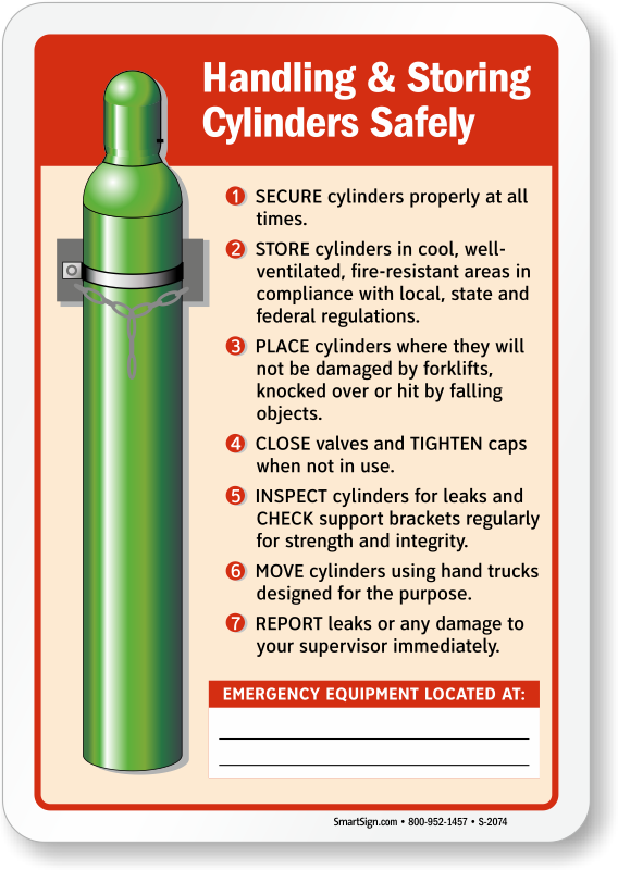 Cylinder Handling And Storing Instructions Sign With Graphic Sku S 2074