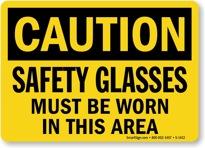 Buy Usa Safety Glasses Must Area Sign Osha Caution Sku S 1412
