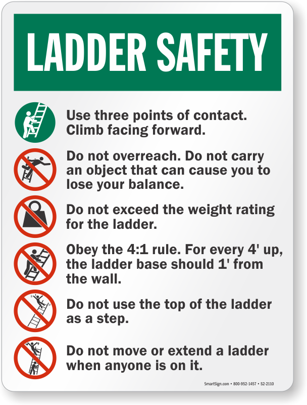 Safety Instructions Ladder Safety Sign SKU S2 2110 MySafetySign