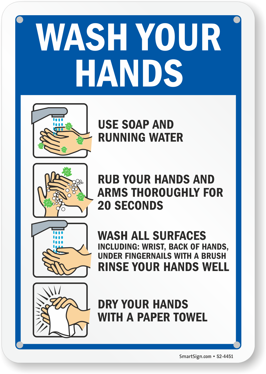 Wash Your Hands Sign, SKU: S2-4451