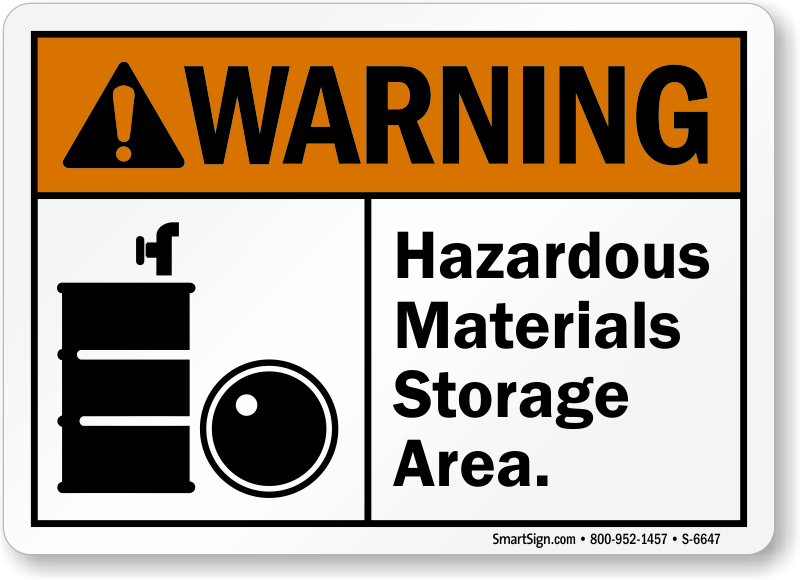 Hazardous Materials Storage Area Ansi Warning Sign Sku S