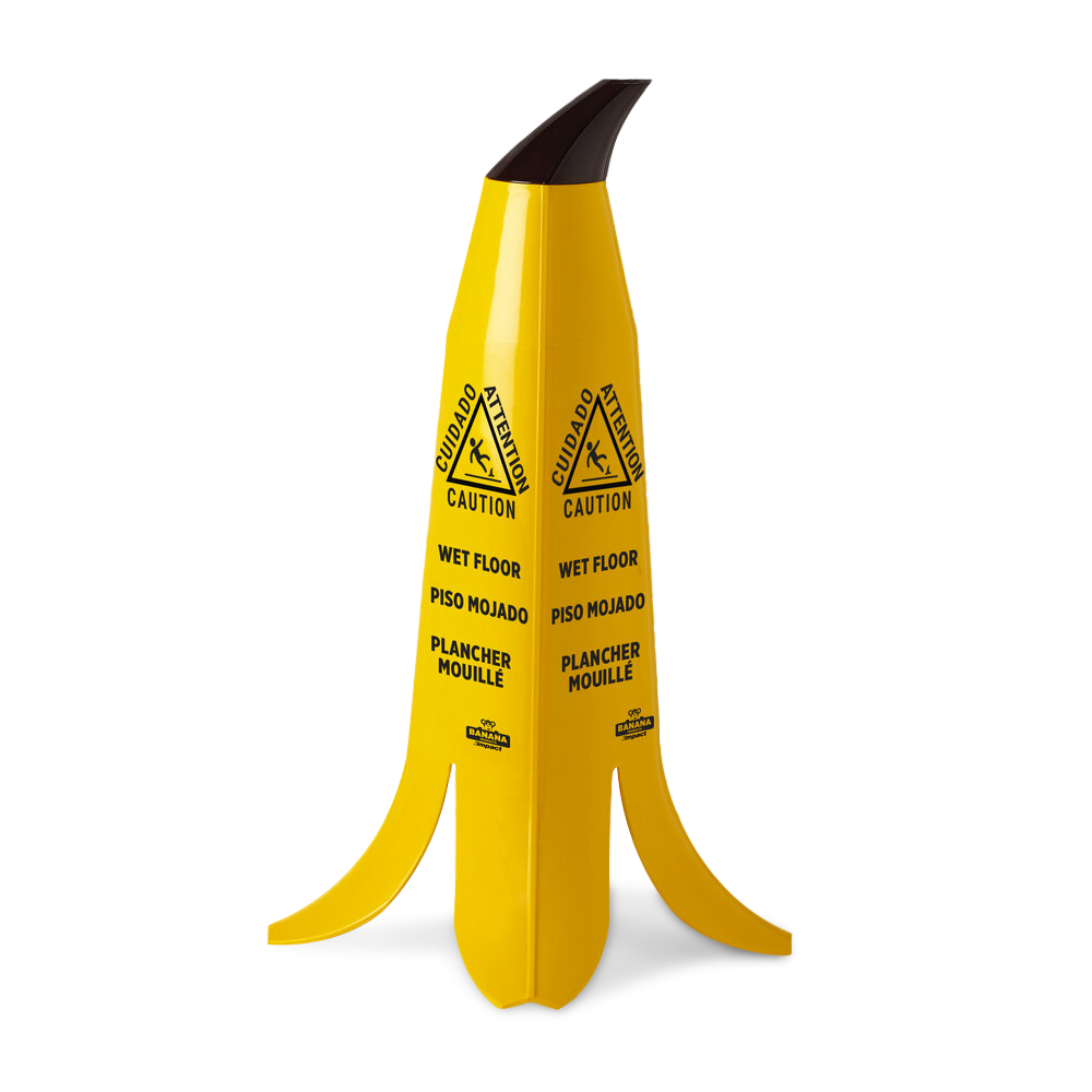 Caution Wet Floor Banana Cone, Bilingual Standing Floor Sign, SKU - SF-0409