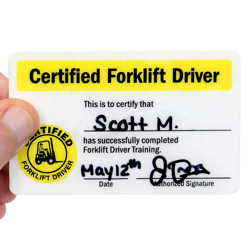 Certified Forklift Driver Wallet Card Signs