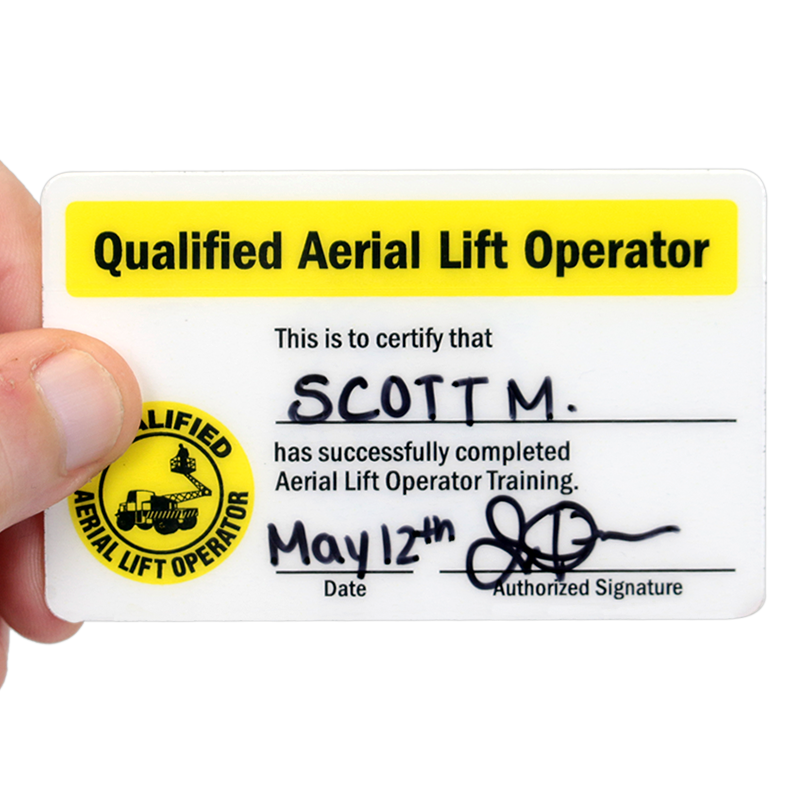 Free Aerial Lift Certification Card Template