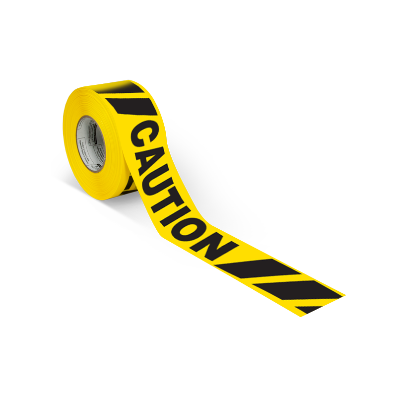 Caution with Hazard Stripes Barricade Safety Tape Signs, SKU: BT-0032