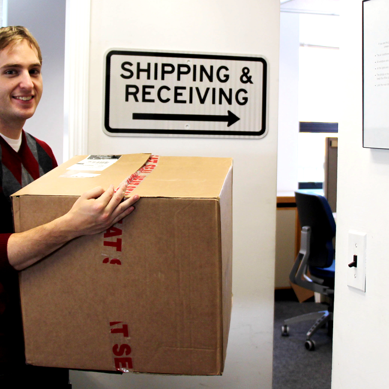 Shipping & Receiving with Right Arrow Safety Sign, SKU K2918