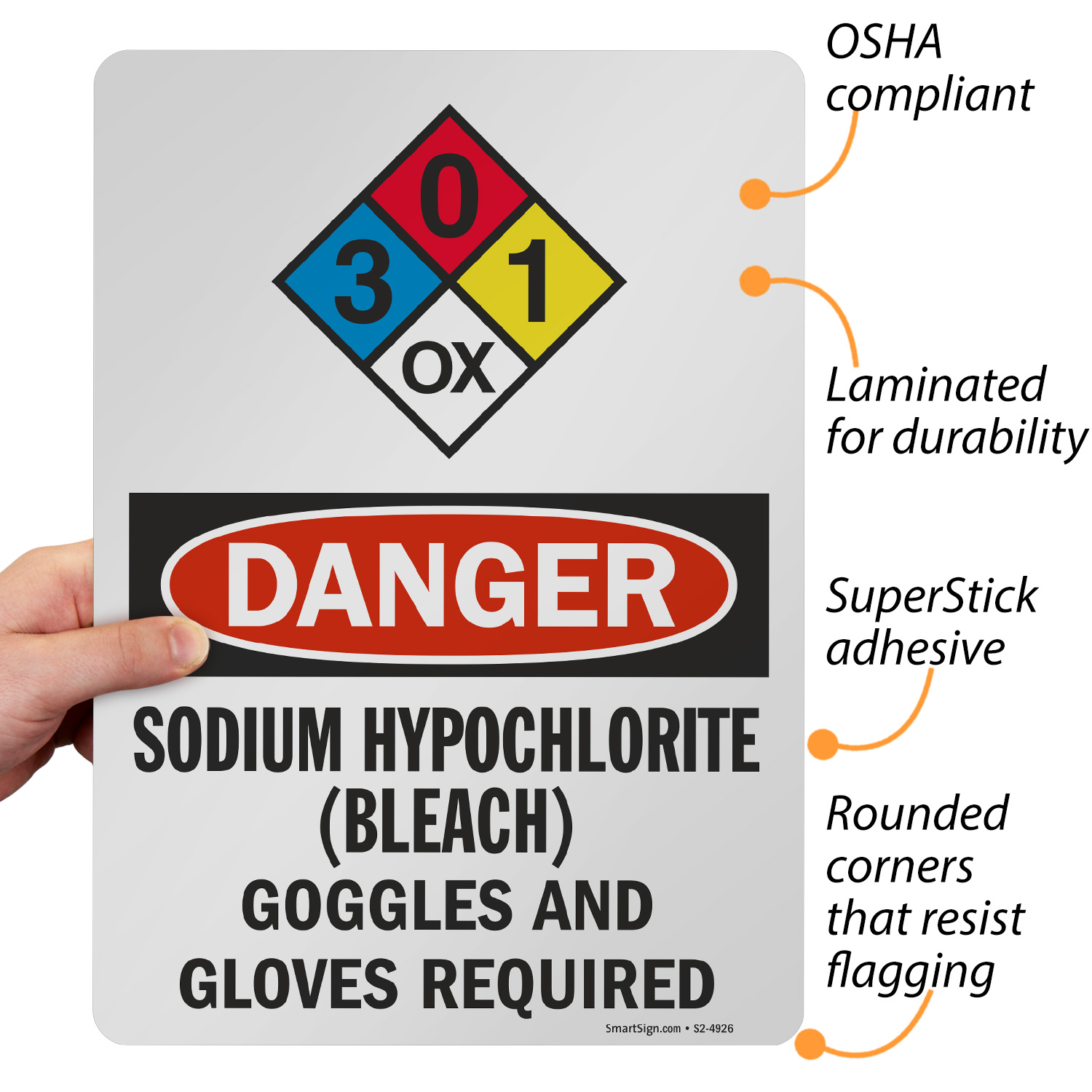 Chlorine Bleach GHS Labels - 3x5 Inch OSHA Compliant Chemical Safety Labels (Pack Of 25)