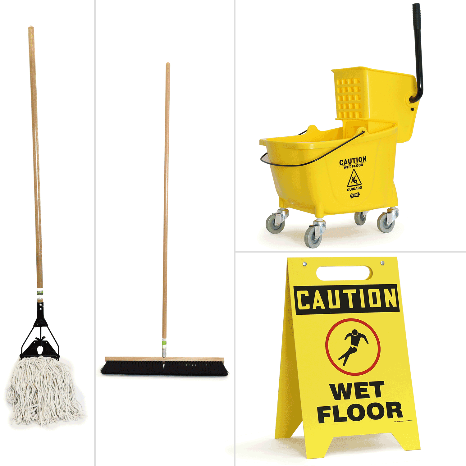 Clean and Mop 5S Shadow Board Station With Tools Signs, SKU S24057