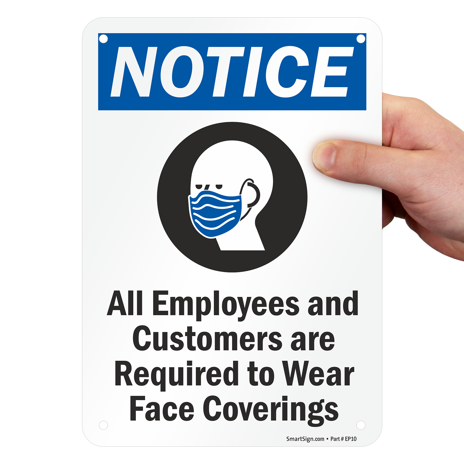 AccuformNotice WE Commit to The Well Being of Our Visitors and Employees 10 x 7 Adhesive Vinyl Please WEAR A FACE MASK Sign