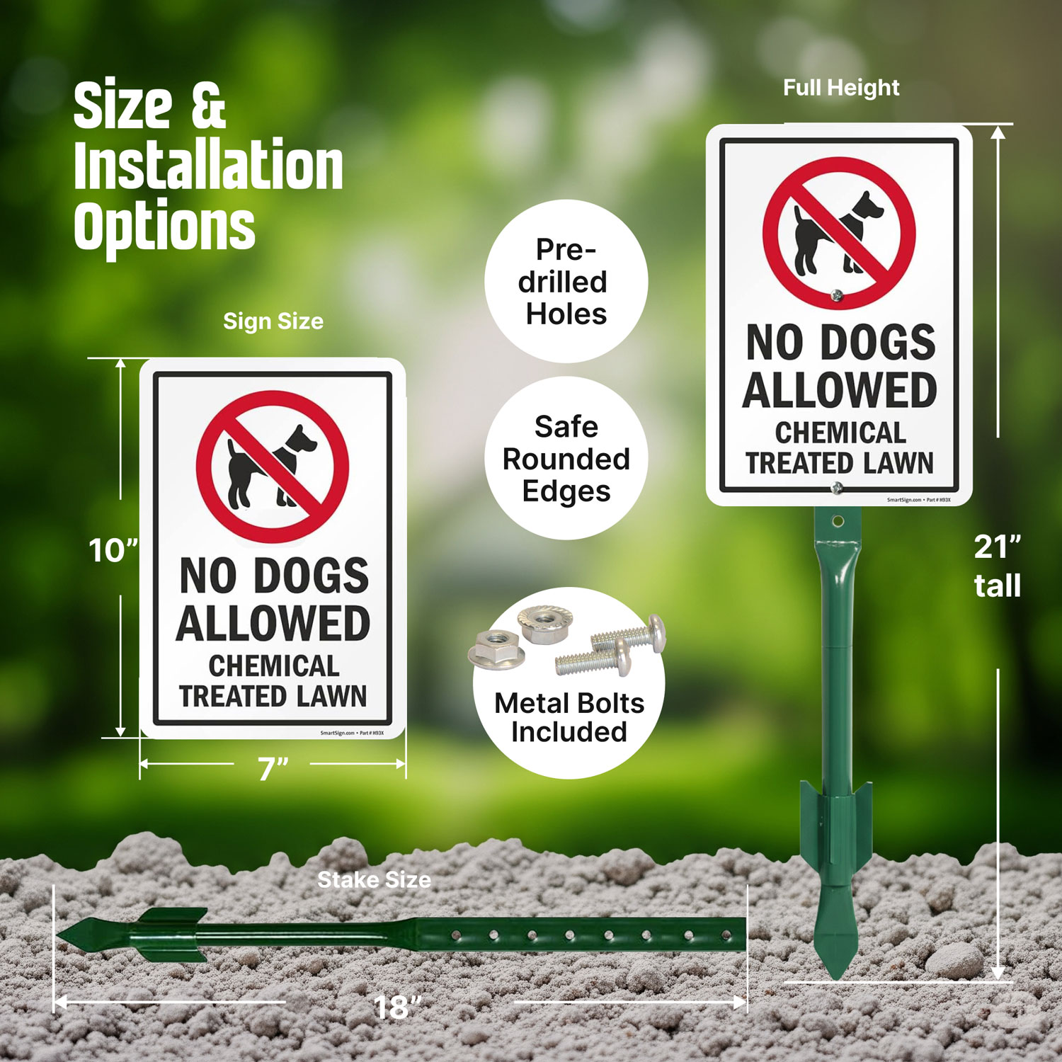 No Dogs Allowed Chemical Treated Lawn Sign, SKU: S2-5087