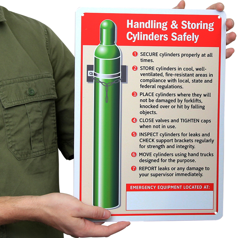 Cylinder Handling And Storing Instructions Sign With Graphic Sku S 2074