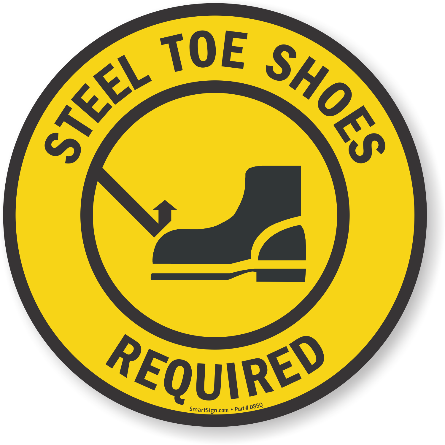 Steel Toe Shoes Required Adhesive Floor Sign SKU SF 0106