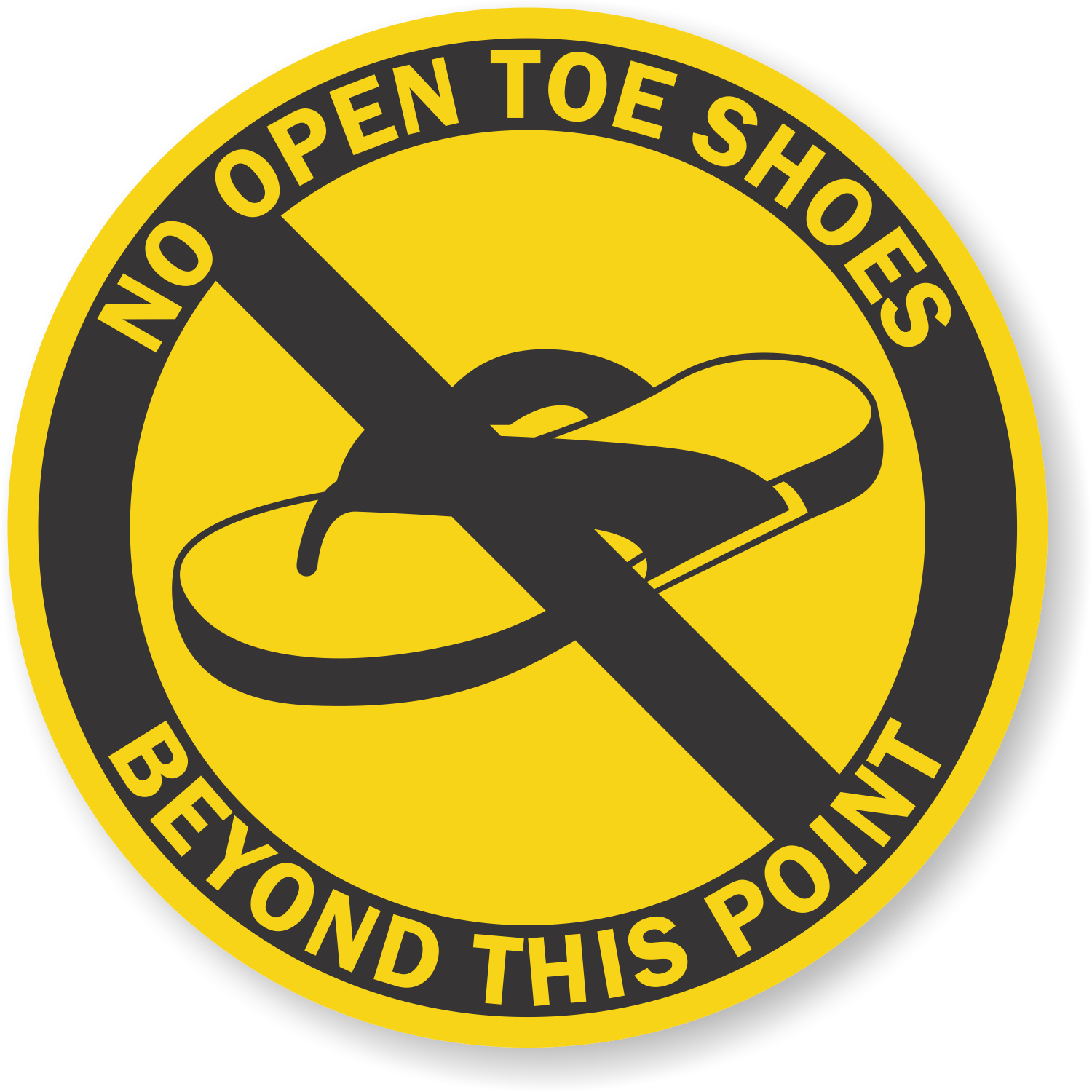 No Open Toe Shoes Beyond This Point Adhesive Floor Sign