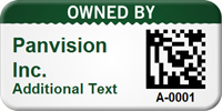 Custom 2D Owned By Barcode Asset Tag