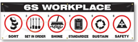6S Workplace Sort Set In Order Shine Standardize Sustain Safety Banner