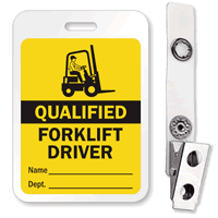 Qualified Forklift Driver Badge with Name and Department