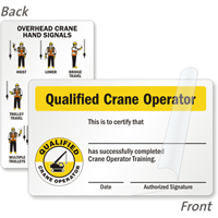 2 Sided Qualified Crane Operator Self Laminating Wallet Card