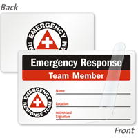2 Sided Emergency Response Team Member Card