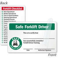 2 Sided Safe Forklift Driver Self Laminating Wallet Card