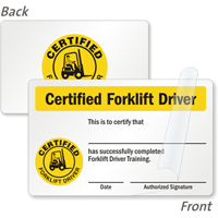 Self Laminating Certified Forklift Driver Wallet Card (2 Sided)