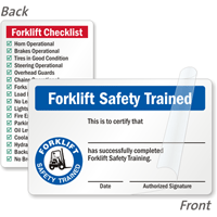 Double-Sided Forklift Safety Trained Self Laminating Wallet Card
