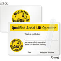 Qualified Aerial Lift Operator Wallet Card, Double Sided 