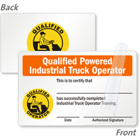 2 Sided Qualified Powered Industrial Truck Operator Wallet Card