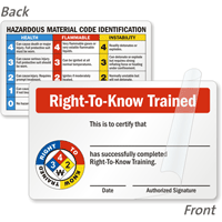 Right To Know Trained Self Laminating Wallet Card, Double Sided 