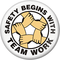 Safety Begins with Teamwork Button Sign, SKU - BU-0005