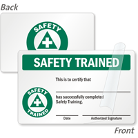 Safety Trained Self Laminating Wallet Card, 2 Sided 