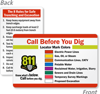 Rules For Safe Trenching and Excavation 2 Sided Card