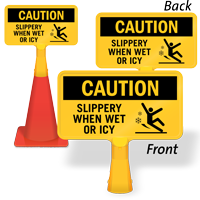 Slippery When Wet Or Icy ConeBoss Sign