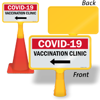 COVID 19 Vaccination Clinic with Arrow Sign