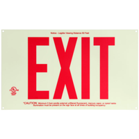 Photoluminescent Unframed Red Exit Sign