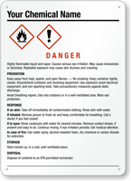 Customizable GHS Sign, Add Chemical Name, Pictograms, Hazards