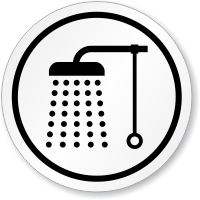 Bathroom Shower Symbol ISO Circle Sign