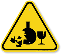 Broken Glass Hazard Symbol, ISO Warning Sign