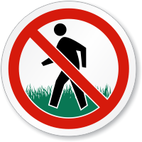 Do Not Walk On Grass ISO Prohibition Sign