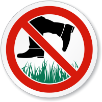 Do Not Walk On The Grass ISO Sign
