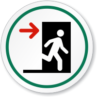 Fire Exit Door Left Symbol ISO Circle Sign