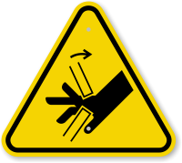 ISO Hand Crush, Pinch Point Symbol Warning Sign