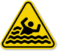 ISO Beware Of Drowning Symbol Warning Sign