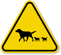 ISO Dog and Puppy Crossing Symbol Warning Sign