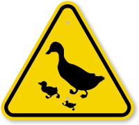 ISO Duck and Ducklings Crossing Symbol Warning Sign