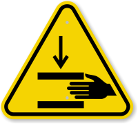 ISO Hand Crush Force From Above Warning Sign