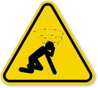 ISO Man Dizzy Suffocation Hazard Symbol Warning Sign
