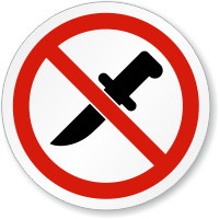 No Knife ISO Prohibition Sign