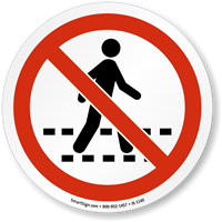 No Pedestrian ISO Prohibition Sign