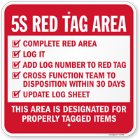 5S Red Tag Area Cross Function Team To Disposition Sign